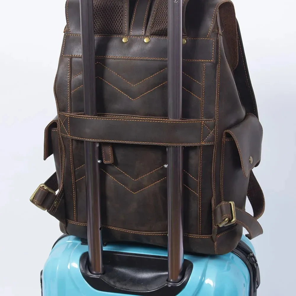 Retro Leather Travel Backpack for Men