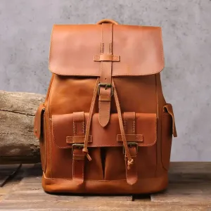 Retro Leather Travel Backpack for Men