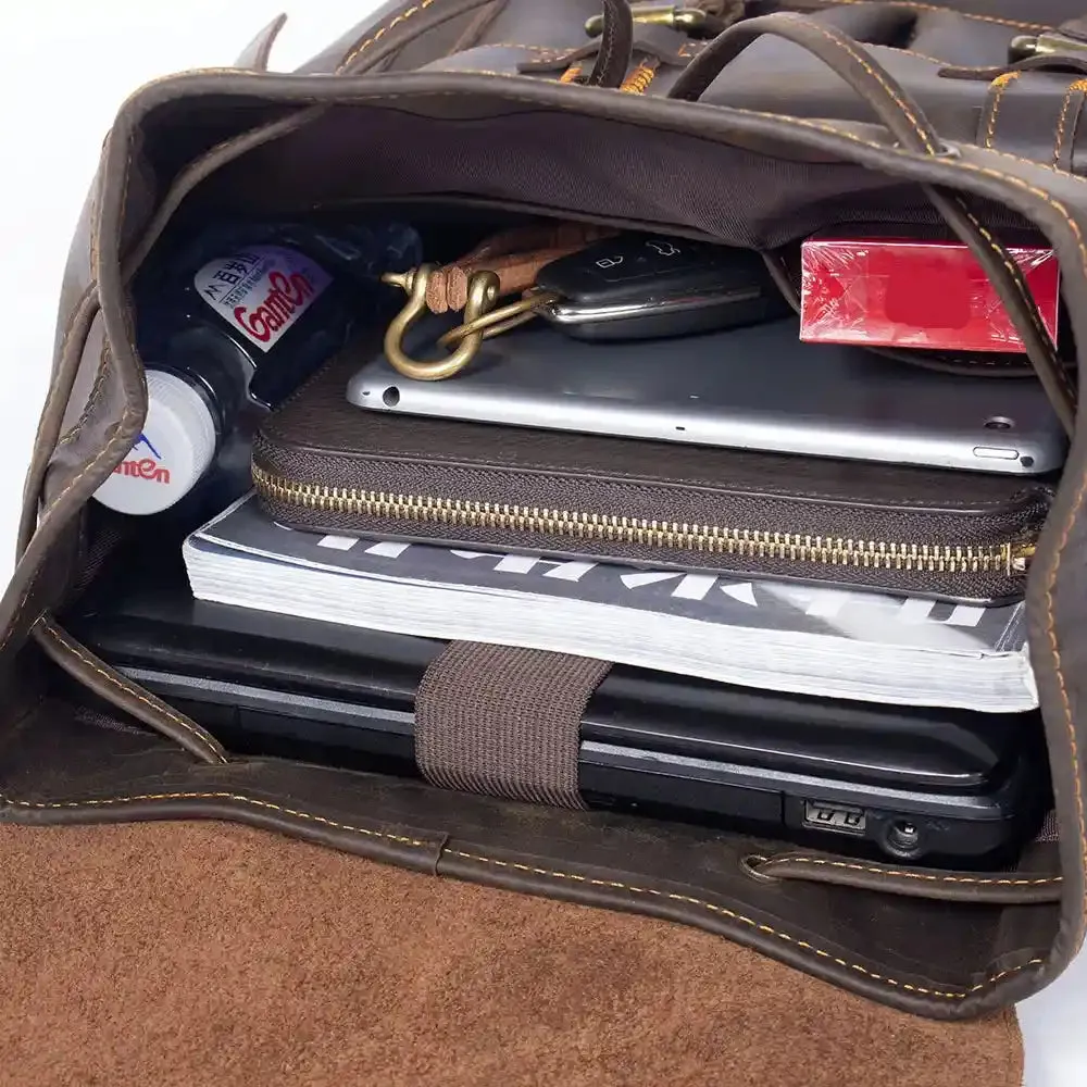 Retro Leather Travel Backpack for Men