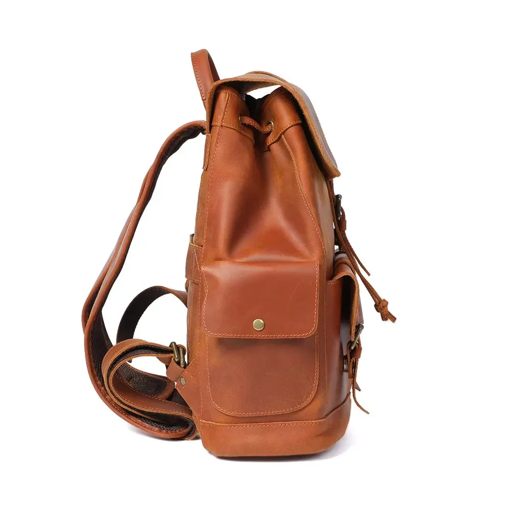 Retro Leather Travel Backpack for Men