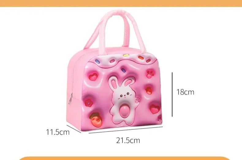 Reusable Insulated Lunch Box Thermal And Preservation Tote Bag,3D stereoscopic cartoon Handheld lunch bag Work Office Picnic (COLOR7)