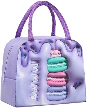 Reusable Insulated Lunch Box Thermal And Preservation Tote Bag,3D stereoscopic cartoon Handheld lunch bag Work Office Picnic (COLOR7)