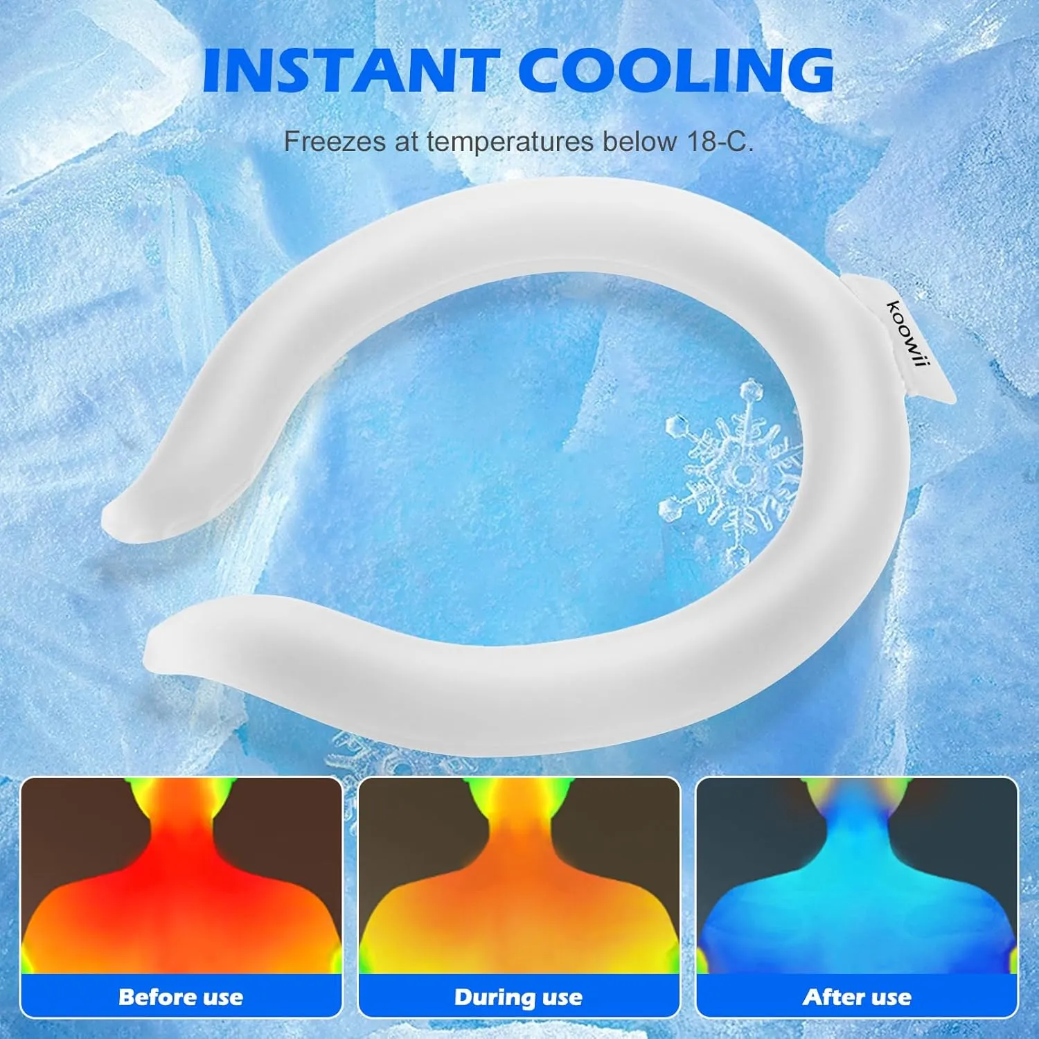 Reusable Neck Cooling Tube with Insulated Bag – Instant Chill, Long-Lasting Cooling Relief, Comfortable & Eco-Friendly Design for Outdoor Sports, Hiking, Camping, and Everyday Use (2-Pack White)