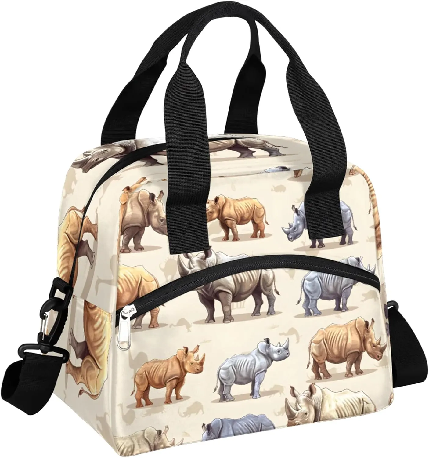 Rhinoceros Baby Lunch Bag Rhinoceros Lunch Bag Reusable Lunch Box Leak Proof Cooler Bag With Adjustable Shoulder Strap