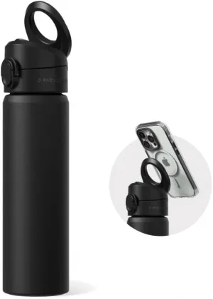 RHINOSHIELD AquaStand Magnetic Bottle 23 oz | Stainless Steel Insulated Water Bottle with Straw Lid, Sport Bottle with MagSafe Compatible Handle, Tripod with Adjustable Angles, Leak Proof - Black