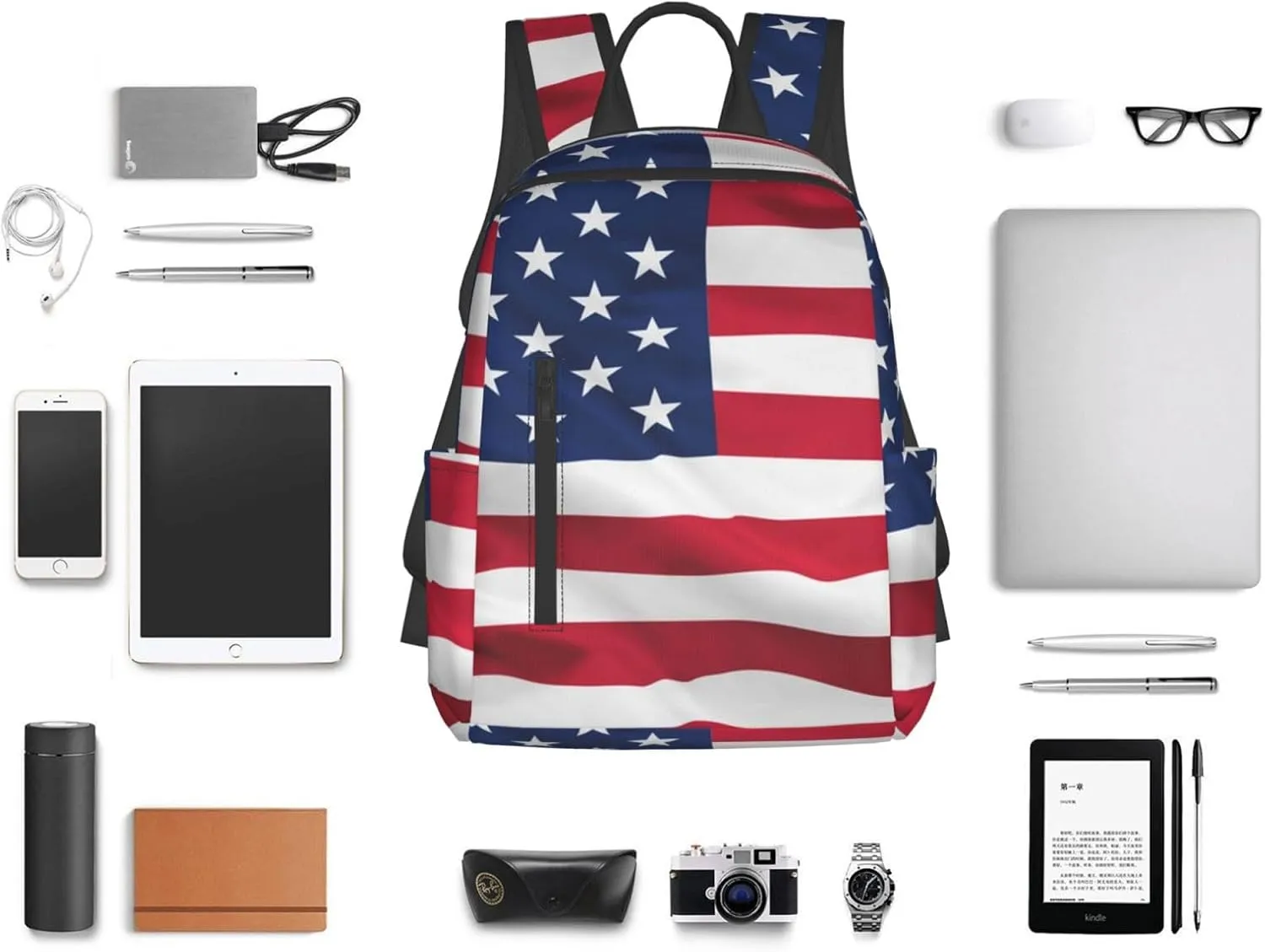 RIMENCH red blue white American flag Backpack Business Travel Anti Theft Durable Backpack College Daypacks For Women & Men