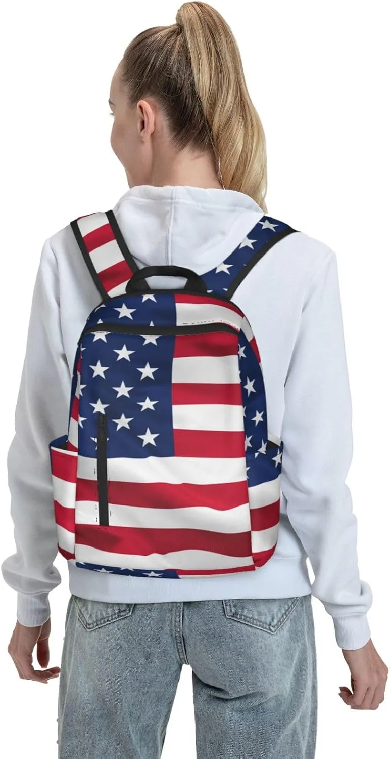 RIMENCH red blue white American flag Backpack Business Travel Anti Theft Durable Backpack College Daypacks For Women & Men