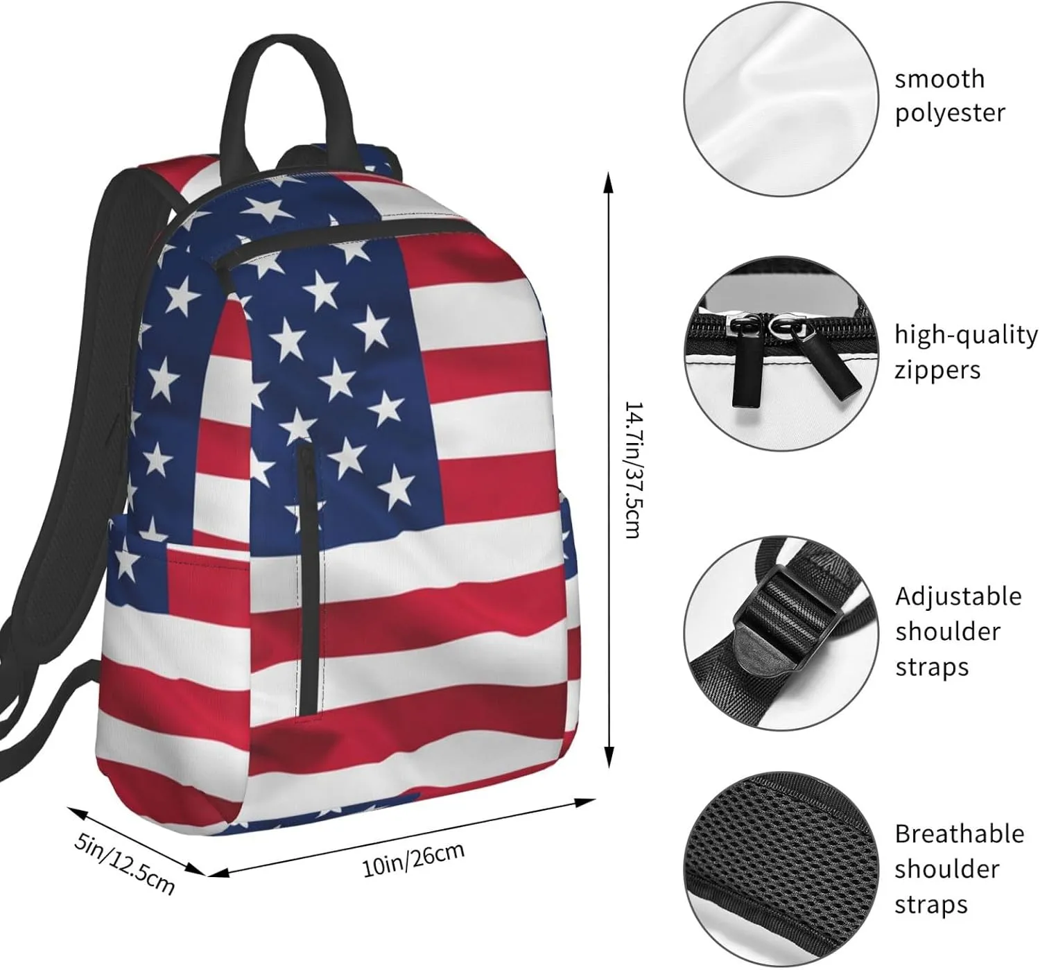 RIMENCH red blue white American flag Backpack Business Travel Anti Theft Durable Backpack College Daypacks For Women & Men