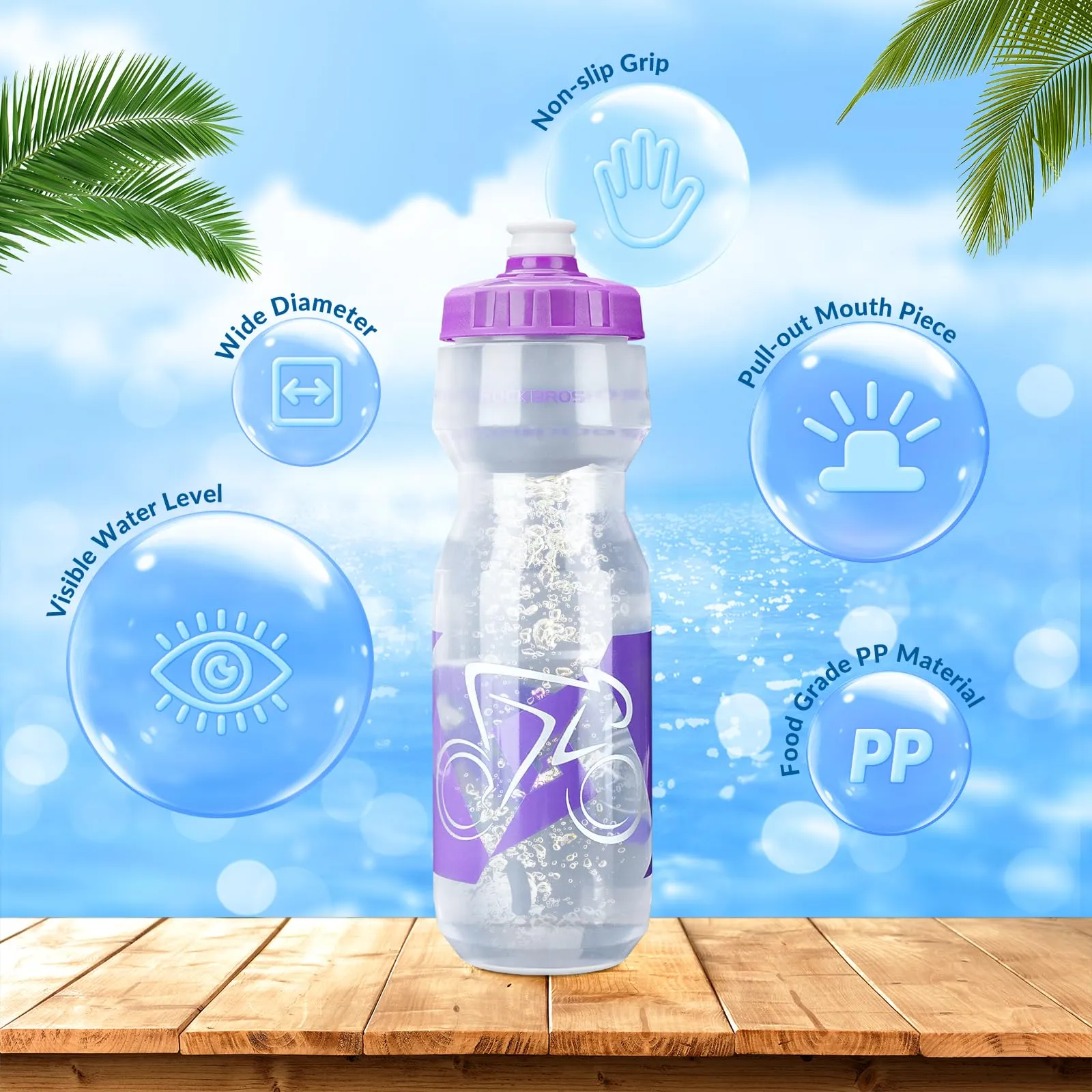ROCKBROS Bicycle Water Bottle 750 ml Sports Drinks Bottle BPA-Free