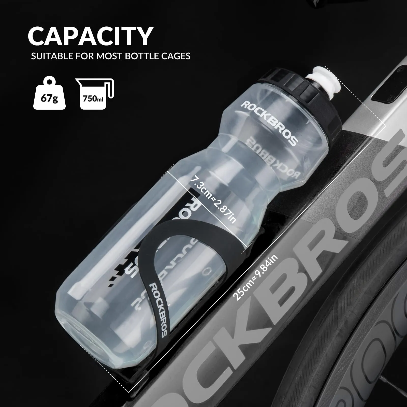 ROCKBROS Bicycle Water Bottle 750 ml Sports Drinks Bottle BPA-Free