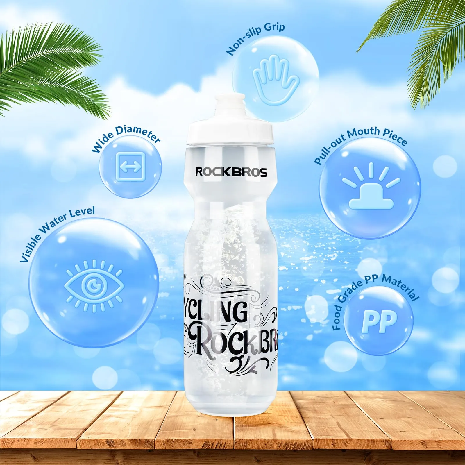 ROCKBROS Bicycle Water Bottle 750 ml Sports Drinks Bottle BPA-Free