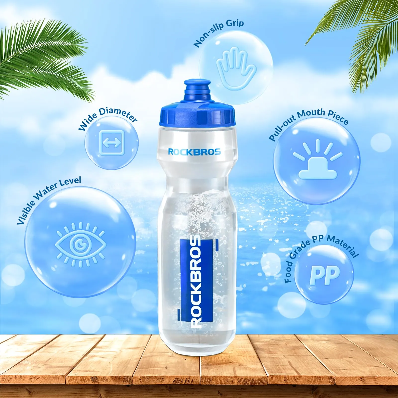 ROCKBROS Bicycle Water Bottle 750 ml Sports Drinks Bottle BPA-Free