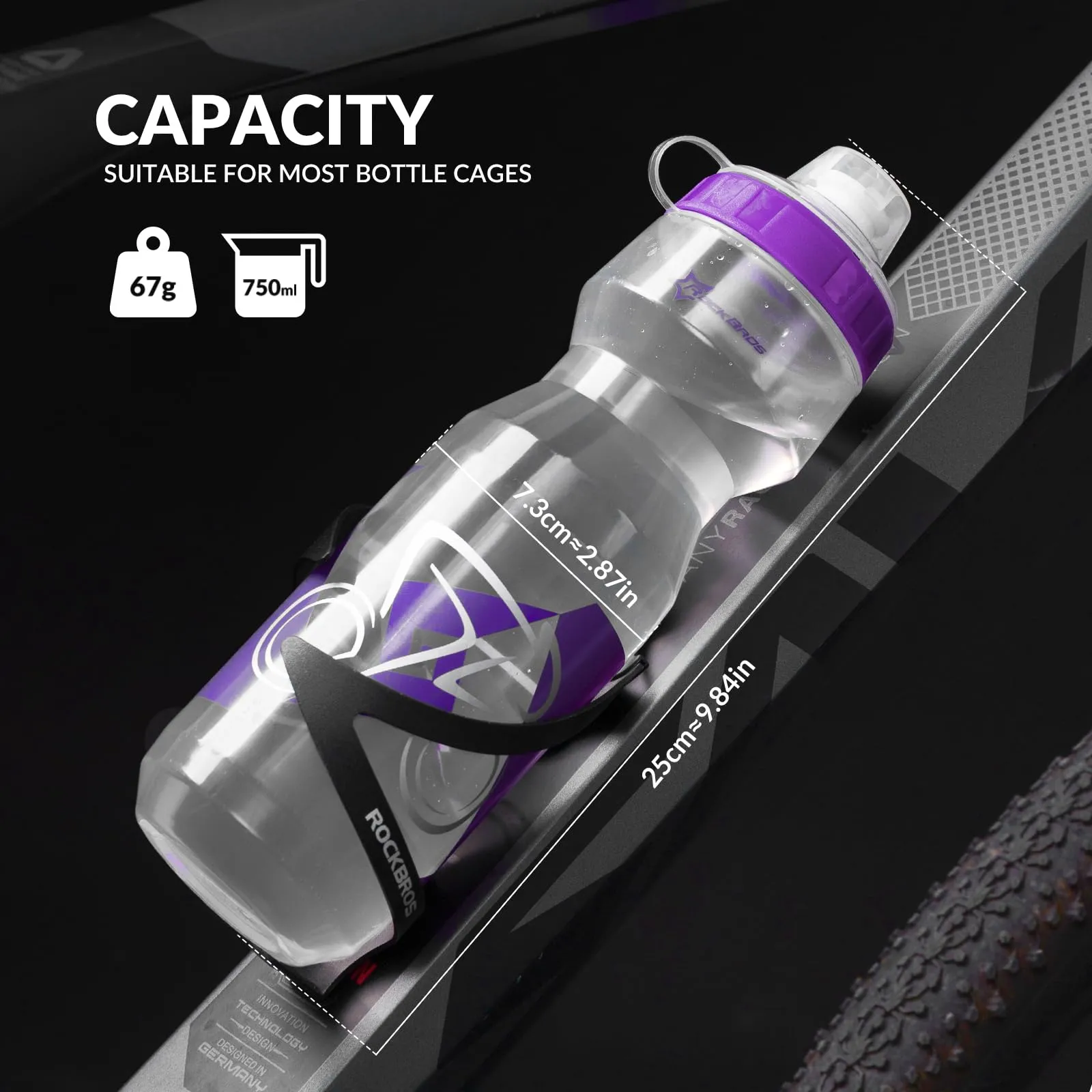 ROCKBROS Bicycle Water Bottle 750 ml Sports Drinks Bottle BPA-Free