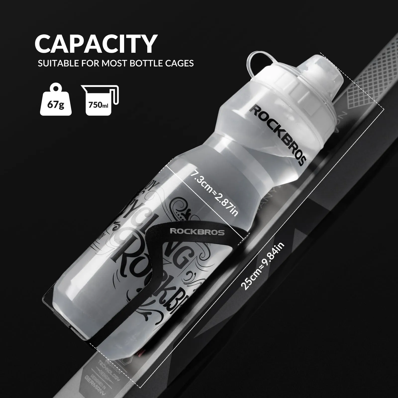 ROCKBROS Bicycle Water Bottle 750 ml Sports Drinks Bottle BPA-Free