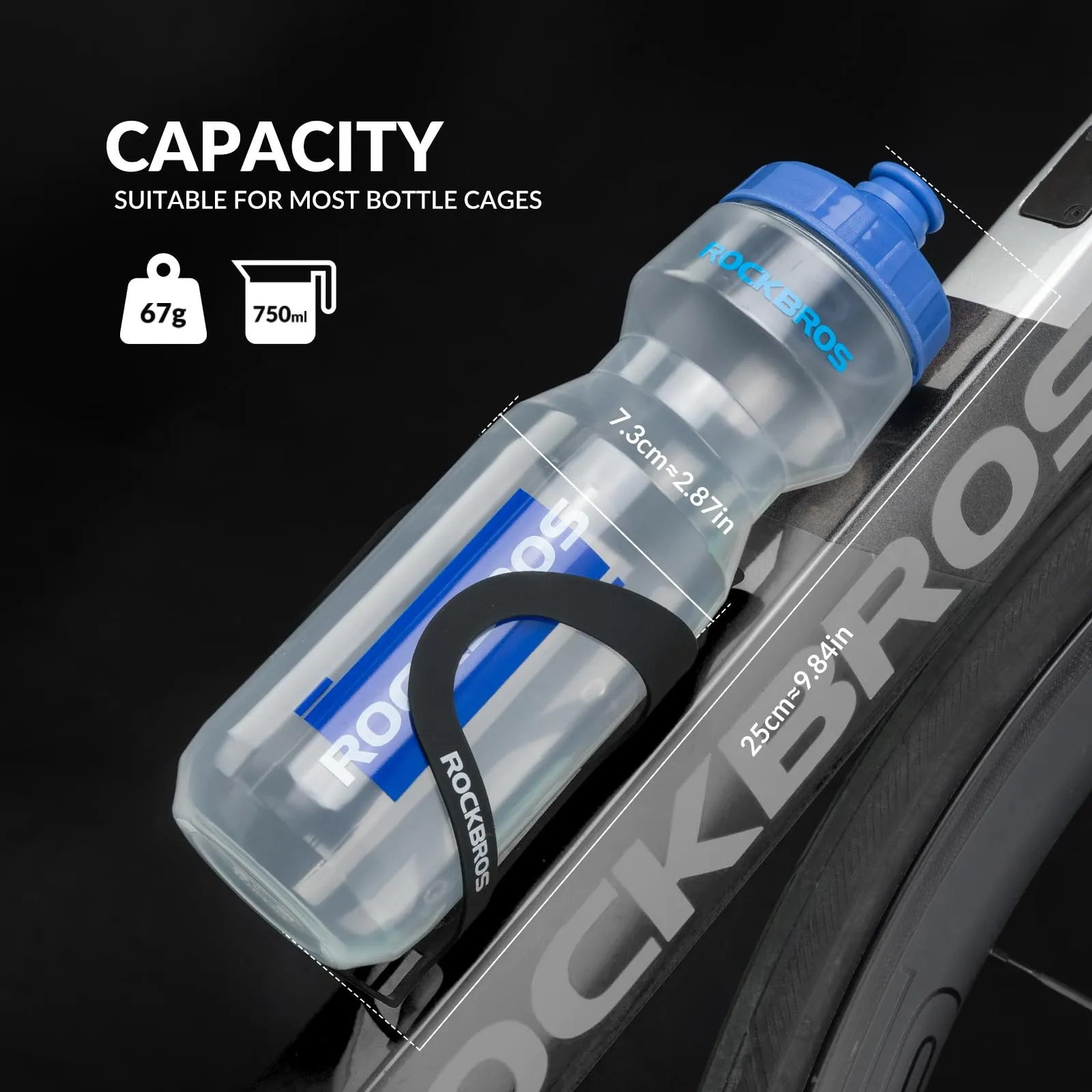 ROCKBROS Bicycle Water Bottle 750 ml Sports Drinks Bottle BPA-Free