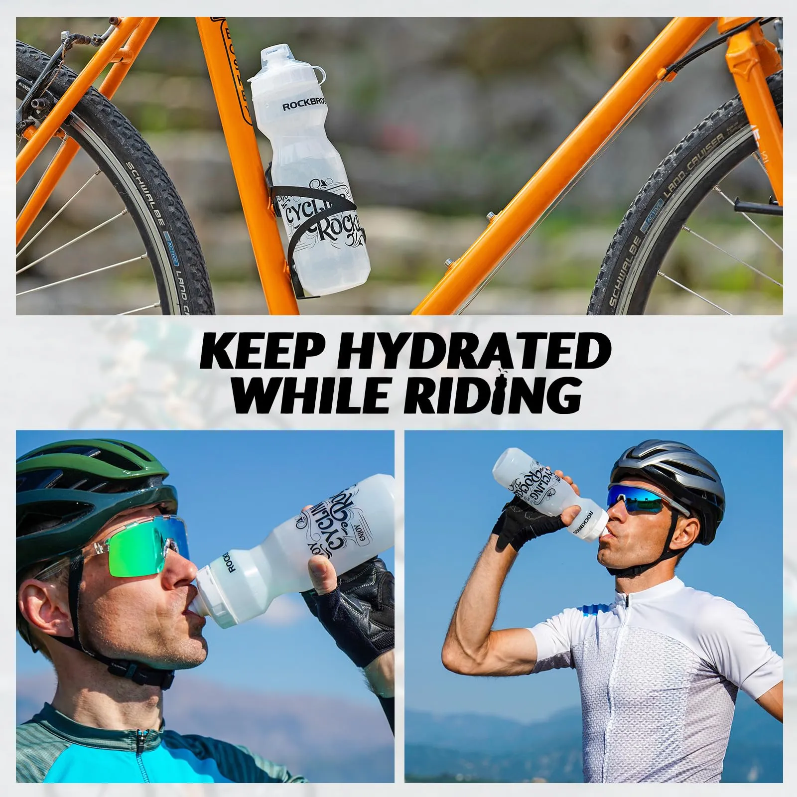 ROCKBROS Bicycle Water Bottle 750 ml Sports Drinks Bottle BPA-Free