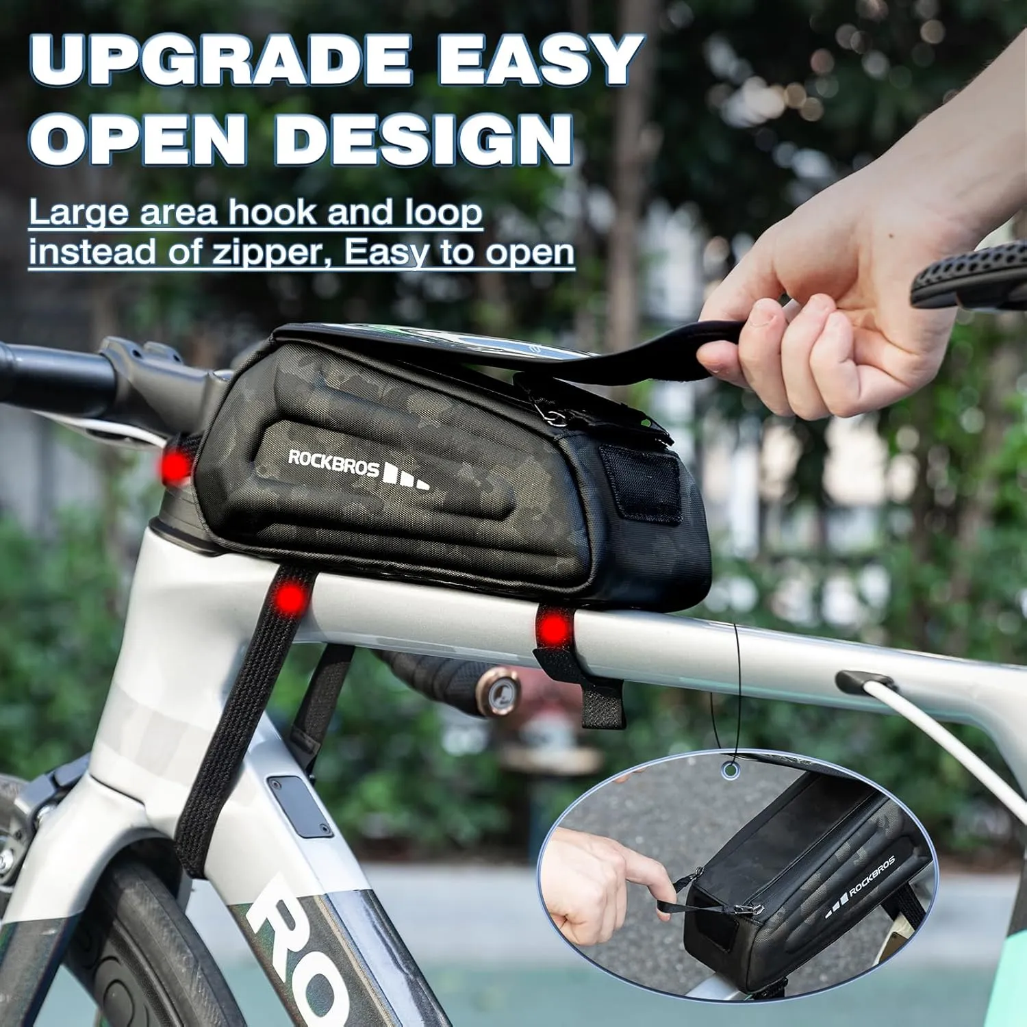 ROCKBROS Bike Bag Phone Mount Bag Bicycle Accessories Pouch, EVA Waterproof Bike Phone Holder Top Tube Front Frame Bag Handlebar Bags Compatible Phones Under 6.8”