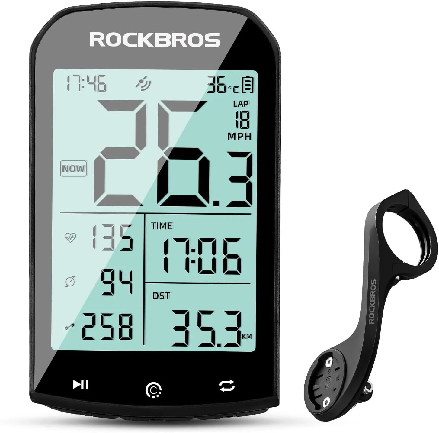 ROCKBROS Bike Computer Wireless Cycling Computers ANT  Bluetooth Bike Speedometer Odometer Bicycle Computer with Speed Cadence Sensor for Riding Cycling Waterproof 2.9inch LCD Screen