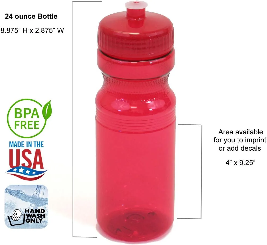 Rolling Sands 24 Ounce BPA-Free Plastic Water Bottles, Set of 10, Made in USA