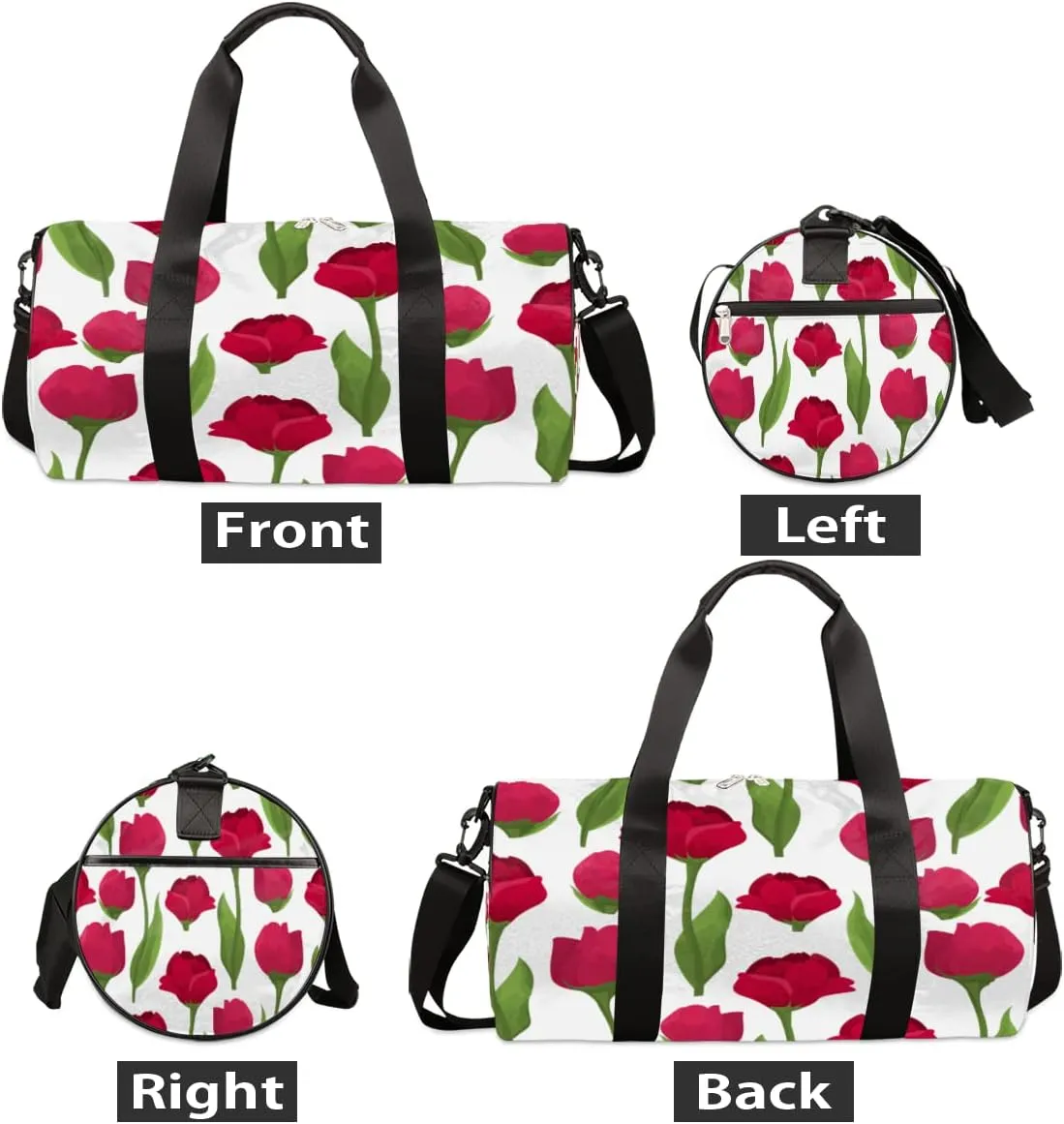 Rose Red Green Gym Bag Small Gym Duffel Bags for Men Women Overnight Weekender Workout Bag Lightweight Sport Duffle Bag Carry On Gymbag