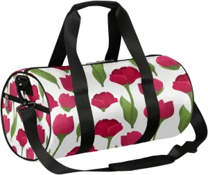 Rose Red Green Gym Bag Small Gym Duffel Bags for Men Women Overnight Weekender Workout Bag Lightweight Sport Duffle Bag Carry On Gymbag