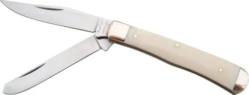 Rough Rider Trapper Fold Knife, White smooth bone handle