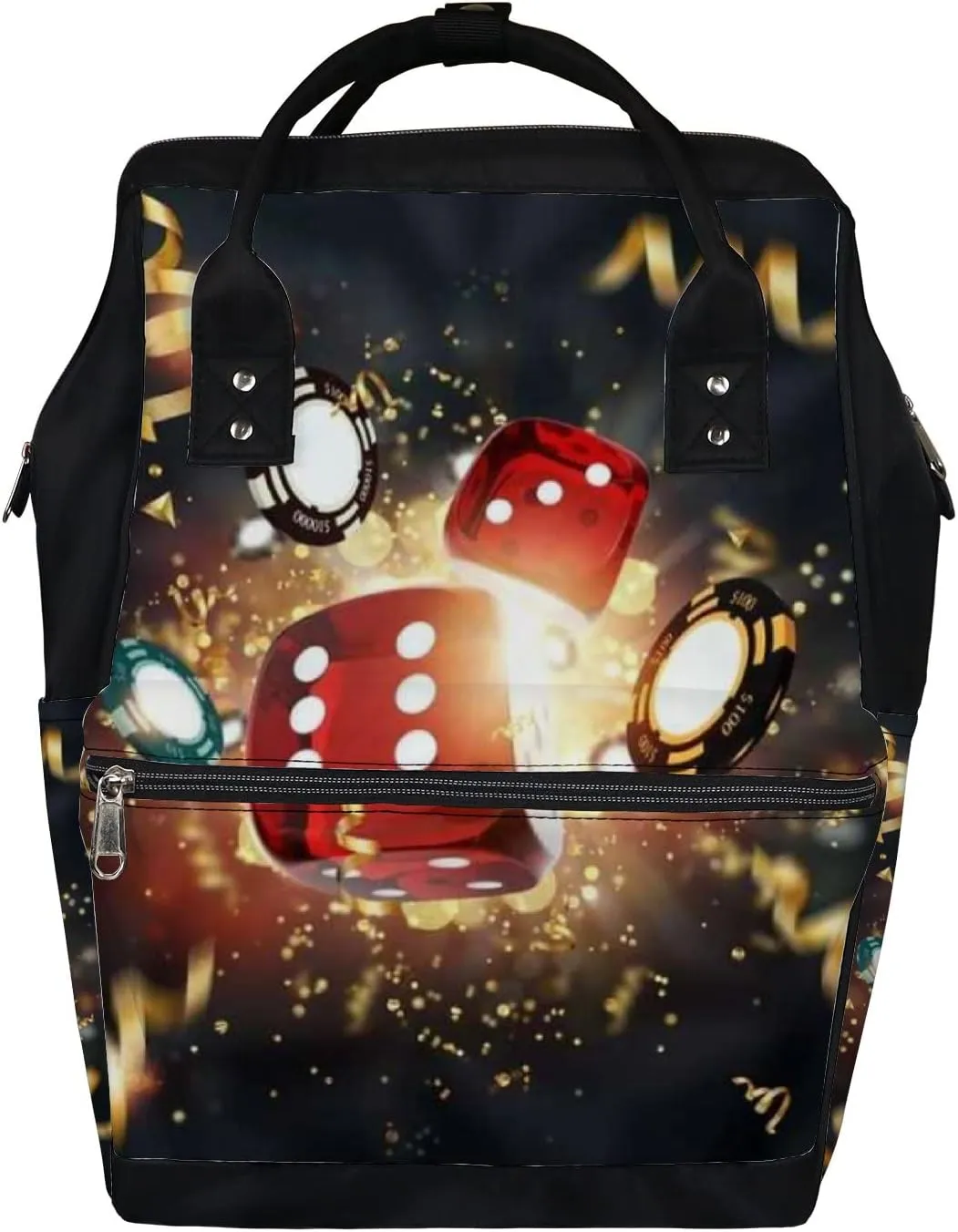 Roulette Gaming Dice Cards Diaper Bag Backpack Waterproof Backpack Baby Nappy Changing Bag for Travel Large Capacity Durable and Stylish for Woman