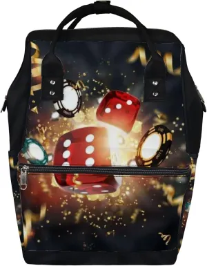 Roulette Gaming Dice Cards Diaper Bag Backpack Waterproof Backpack Baby Nappy Changing Bag for Travel Large Capacity Durable and Stylish for Woman