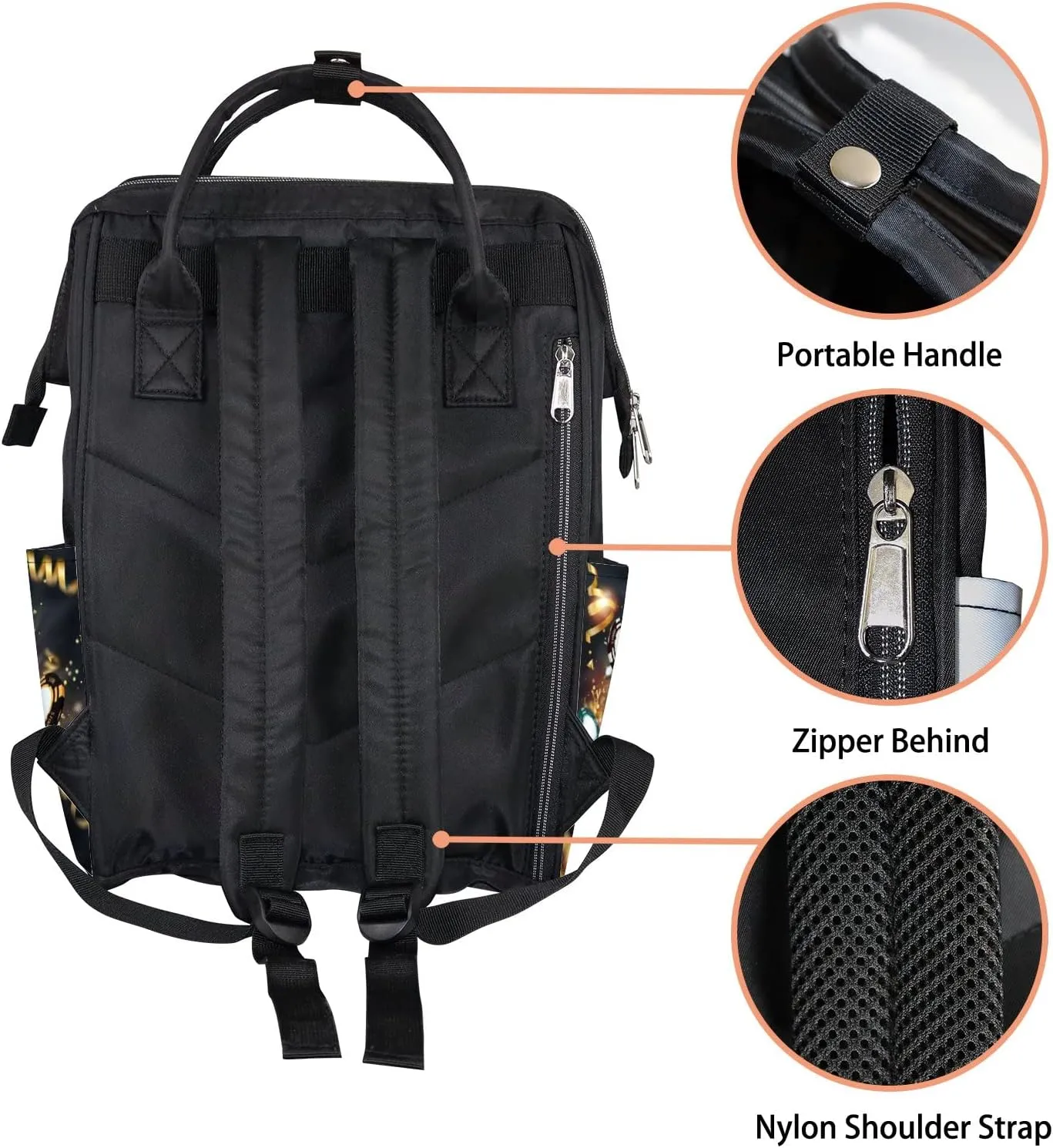 Roulette Gaming Dice Cards Diaper Bag Backpack Waterproof Backpack Baby Nappy Changing Bag for Travel Large Capacity Durable and Stylish for Woman