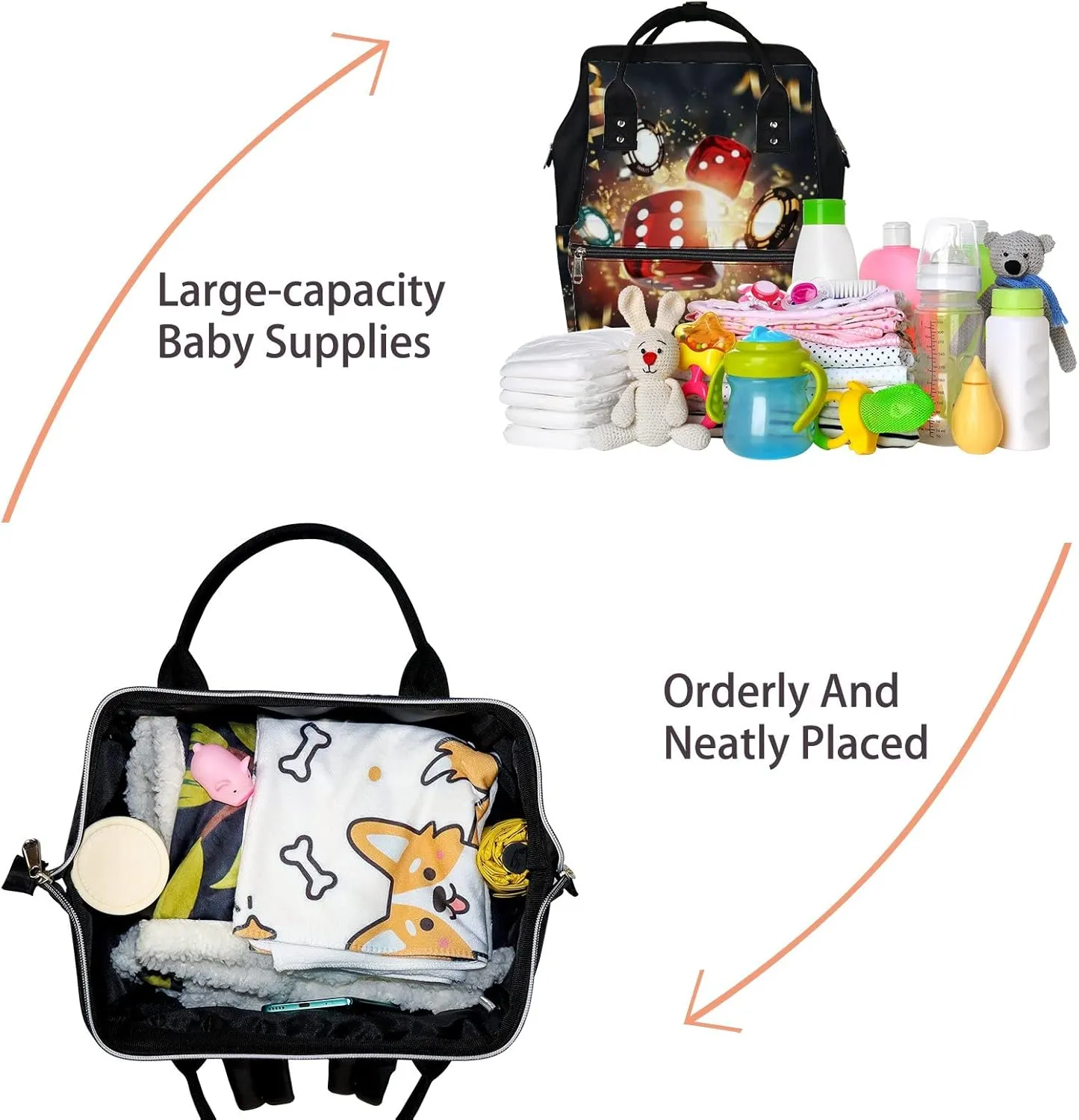 Roulette Gaming Dice Cards Diaper Bag Backpack Waterproof Backpack Baby Nappy Changing Bag for Travel Large Capacity Durable and Stylish for Woman
