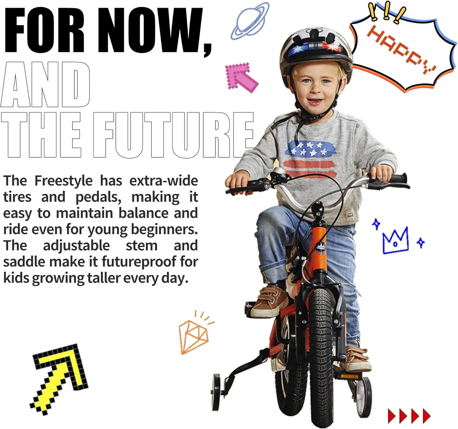RoyalBaby Kids Bike EZ Freestyle Training Free Balance to Pedal Easy Learning Bicycle, 12-18 Inch for Toddlers to Big Kids