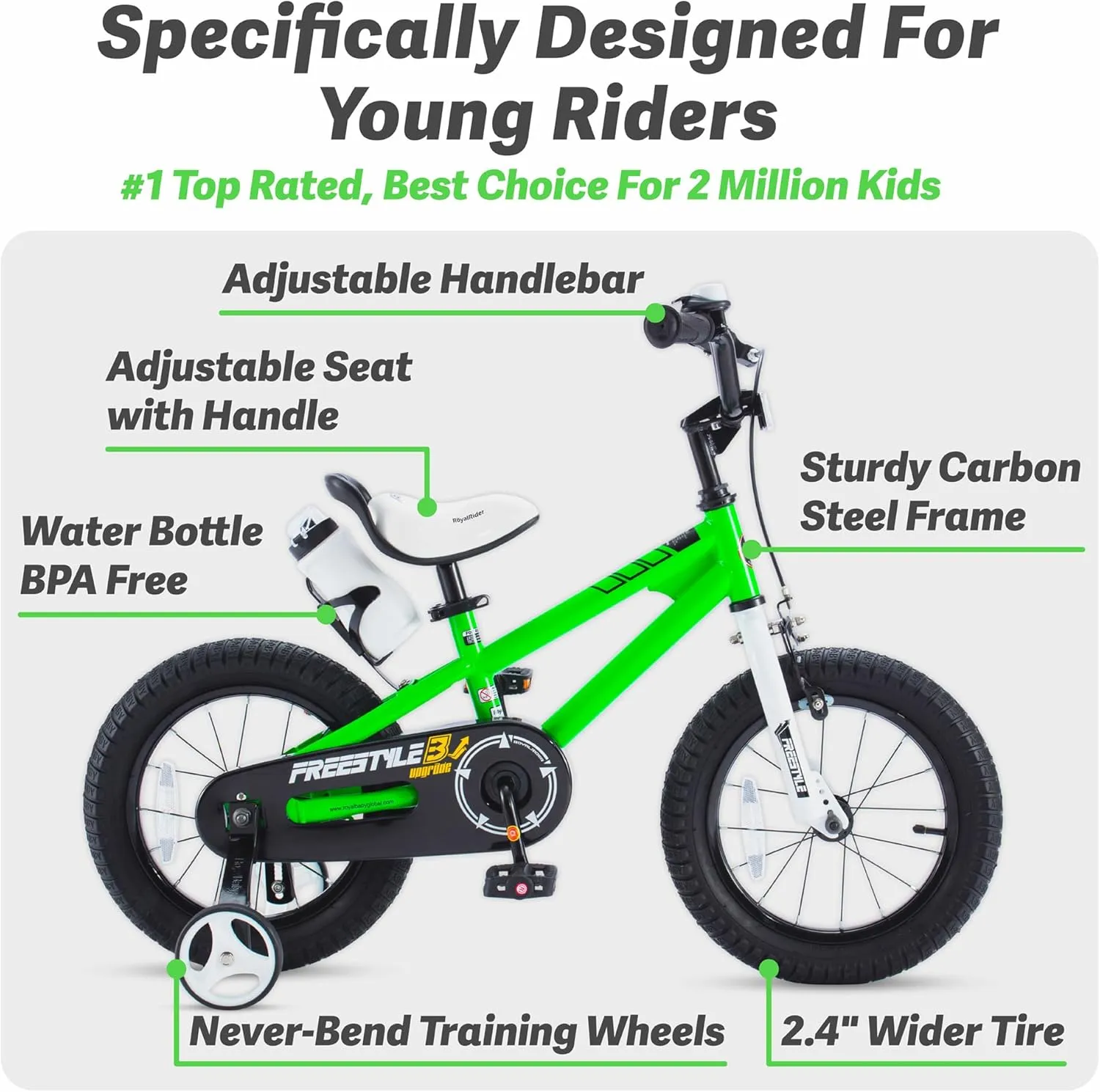 RoyalBaby Kids Bike EZ Freestyle Training Free Balance to Pedal Easy Learning Bicycle, 12-18 Inch for Toddlers to Big Kids