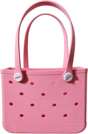 Rubber Tote Bag, Bitty Beach Tote, Double Shoulder Strap, Lightweight Carryall for Beach, Travel, Gym, Pool, Camping