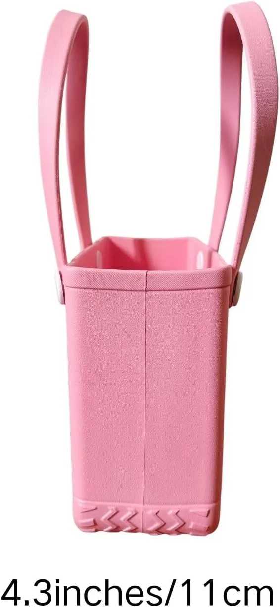 Rubber Tote Bag, Bitty Beach Tote, Double Shoulder Strap, Lightweight Carryall for Beach, Travel, Gym, Pool, Camping
