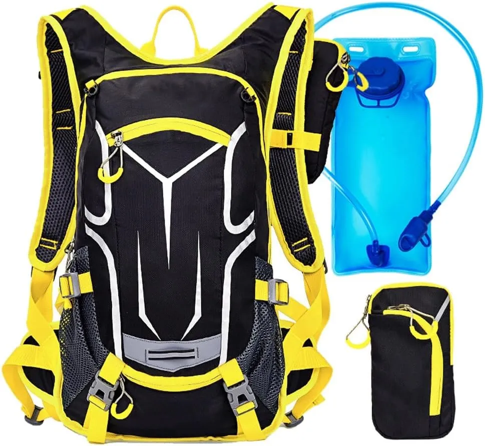 Running Essentials,Hydration Vest for Running Women,Vest with 1.5 Litre Water Bag, Removable Helmet Net and Mobile Phone Storage Pocket for Trail Running(Red) (Yellow )