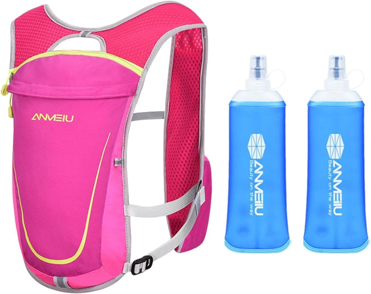 Running Hydration Vest with 2Pcs 450ml Water Bladder Adjustable Hydration Backpack for Climbing Fitness Hiking Riding