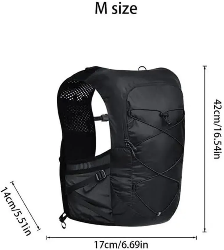 Running Vest for Men & Women, Lightweight Hydration Pack, Adjustable, Insulated Backpack with Water Bag Running, Hiking, Cycling (Black)