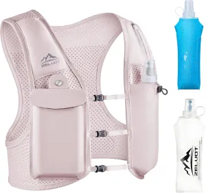 Running Vest for Women Men, USA Original Patent, Adjustable Chest Straps Running Hydration Vest with Dual 500ml Soft Flask, Breathable Reflective Running Vest for Trail Running Hiking