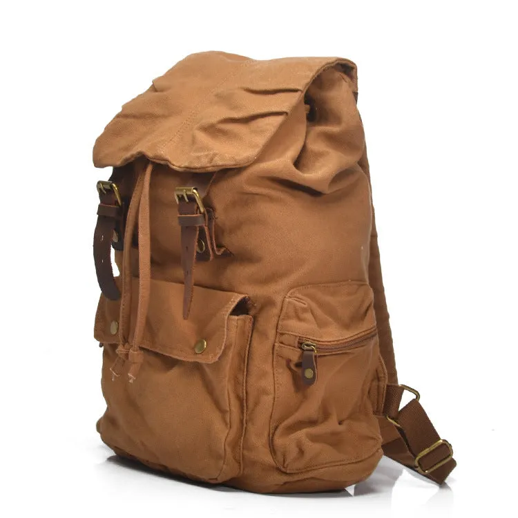 Rustic Canvas Backpack with Leather Straps for Adventure
