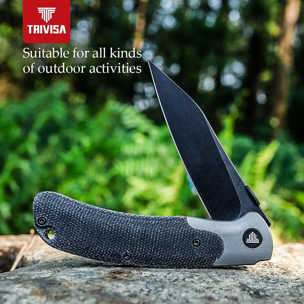 S35VN Power Steel Blade Knife | Titanium Bolster Thumb Studs | Micarta Handle | Folding| Clip|58-60HRC