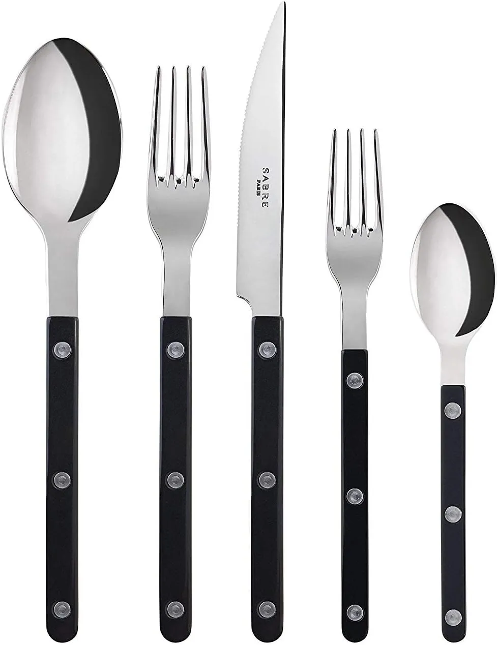 Sabre Flatware Set Stainless Steel Black Bistrot 5-pieces Service for 4 (20-pieces)