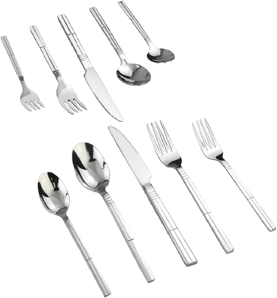 Saedy 60 piece Stainless Steel Silverware Set, Dinner Table Flatware Service for 12