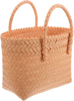 SAFIGLE Summer Beach Bag Woven Tote Handles Plastic Rattan Grocery Tote Easy to Carry