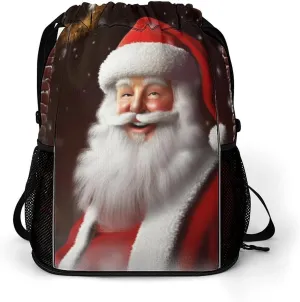 Santa Christmas Zoom Drawstring Backpack Sports Gym Bag Dry And Wet Separation String Sackpack Bag for Women Men