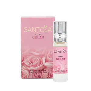 Santosa Gulab Attar Original 6ml Roll-On - Alcohol-Free, Oil-Based Rose Itra/Ittar/Attar for Men & Women, Long-Lasting Floral Scent for Pooja, Puja, & Everyday Use