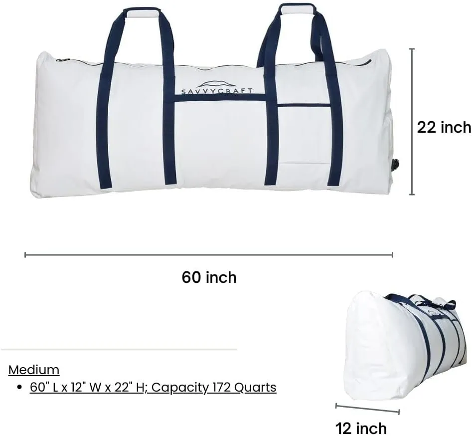 Savvycraft Soft Insulated Fishing Bag, Waterproof Leakproof Fish Storage Insulated Bag with Easy Grip Handles, White 60" L x 12" W x 22" H