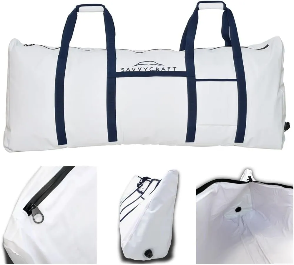 Savvycraft Soft Insulated Fishing Bag, Waterproof Leakproof Fish Storage Insulated Bag with Easy Grip Handles, White 60" L x 12" W x 22" H
