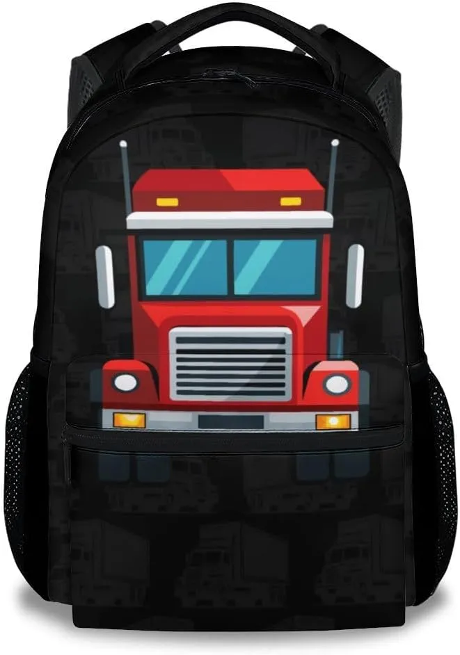 School Bags for Boys - 17 Inch Truck Kid Backpack - Large Capacity, Durable, Lightweight - Black Bookbag for School, Travel and Camp