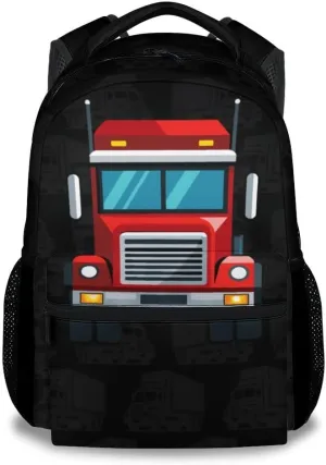 School Bags for Boys - 17 Inch Truck Kid Backpack - Large Capacity, Durable, Lightweight - Black Bookbag for School, Travel and Camp