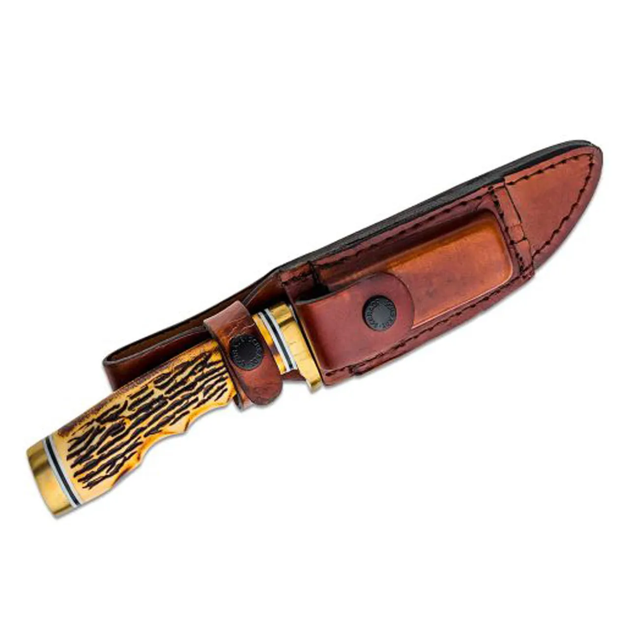 Schrade Uncle Henry 153UH Golden Spike 5″ Fixed Blade Knife with Leather Sheath